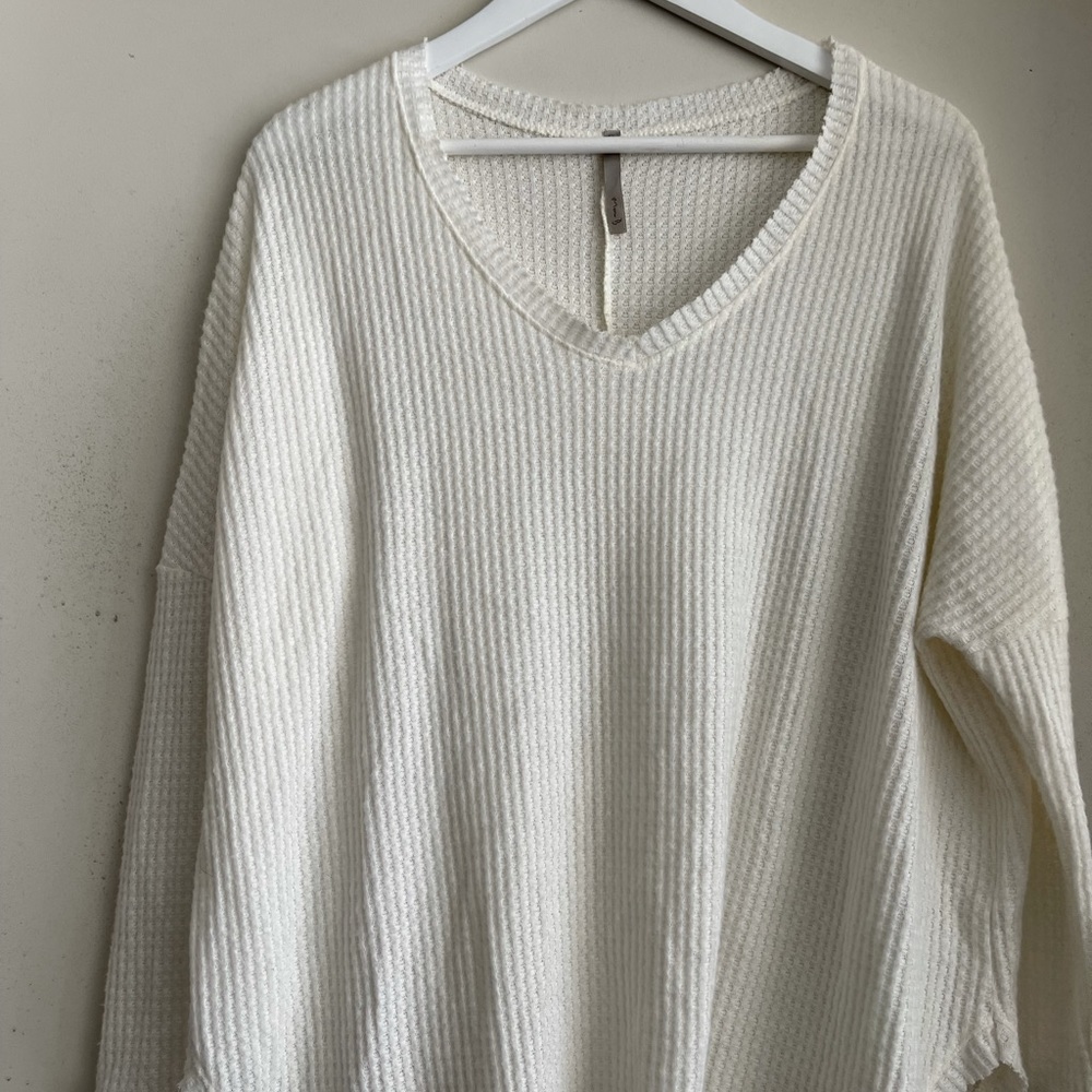 Mono B White Waffle Knit Brushed Shirt - Picture 3 of 3